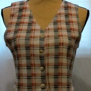 Red Black and White Plaid Vest